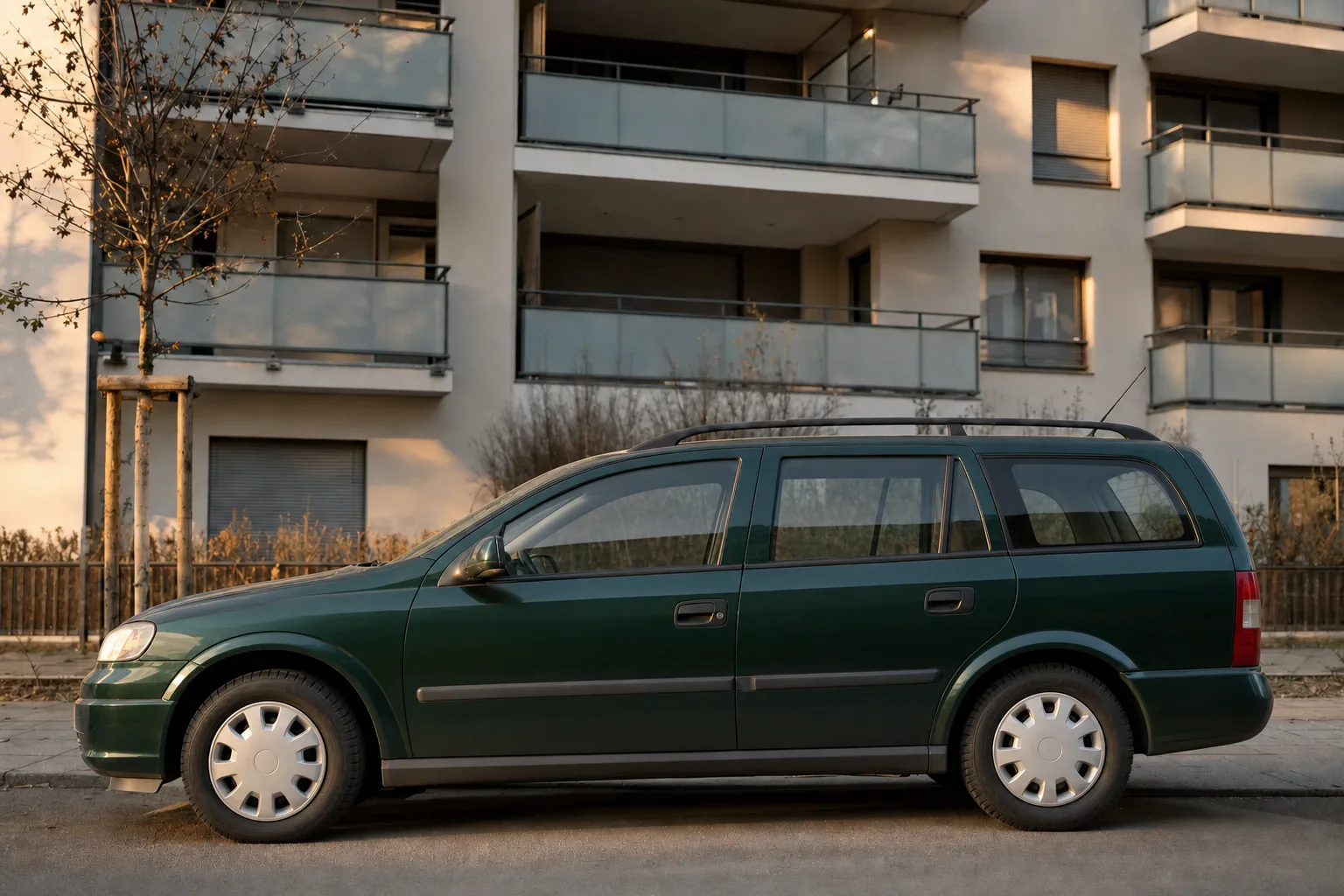 Lavage extérieur de voiture à domicile à Toulon — le même véhicule après intervention : peinture propre, vitres nettes, jantes claires.